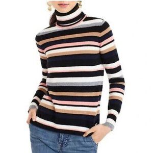 J. Crew 100% cashmere turtleneck in multi stripe L